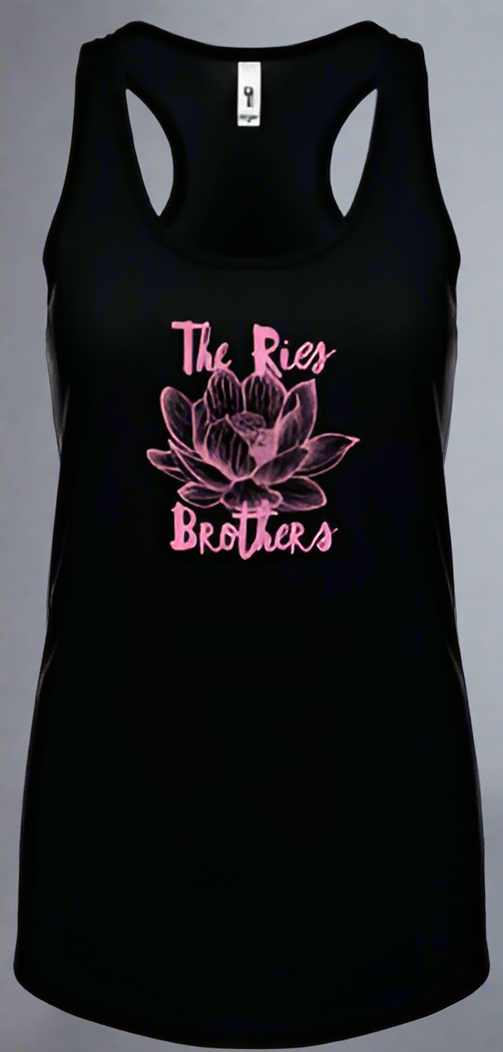 The Ries Brothers Ladies Lotus Racerback Tank – Black