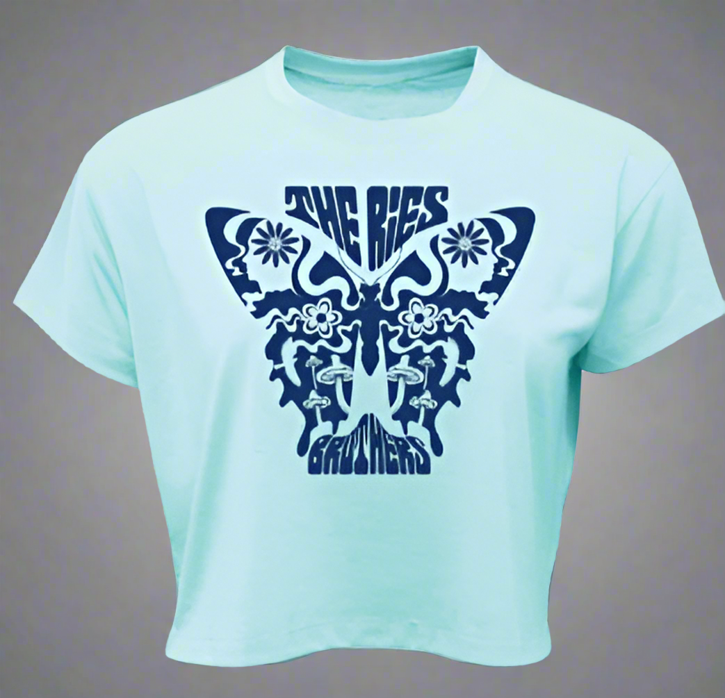 The Ries Brothers Ladies Butterfly Crop Tee – Mint